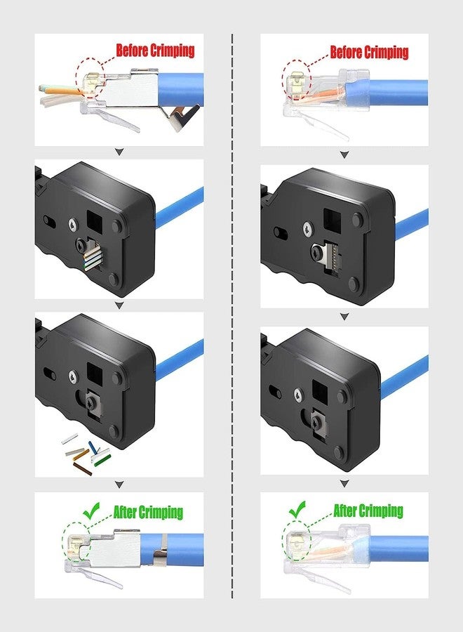atdaraz أداة تجعيد موصلات RJ45 من Atdaraz، متوافقة مع الموصلات ذات المرور المباشر وغير المباشر، كابلات Cat7-Cat5، قاطعة أسلاك، تصميم مريح - Image 2
